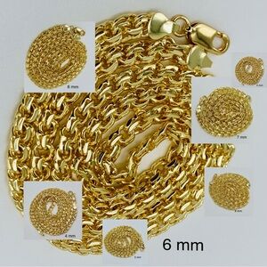 BISMARK Yellow Gold plated 14k Chain Necklaces 24” With crystal cross